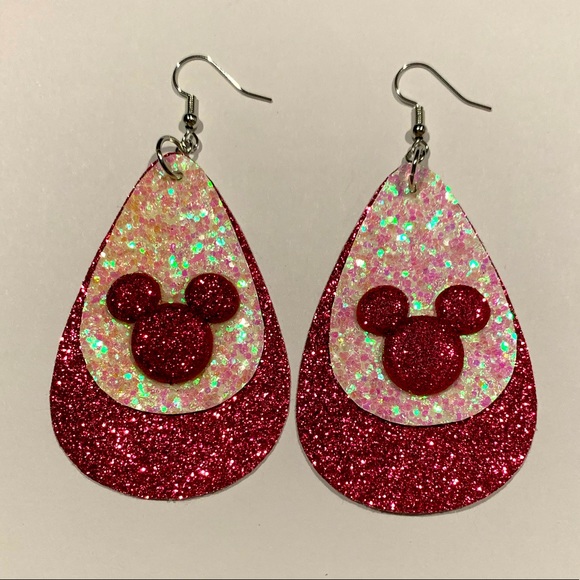 Dynamic Duo Designs Jewelry - Disney Mickey Mouse Pink glitter earrings